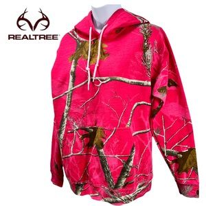 RealTree Women’s Medium Pink Camouflage Pullover Hoodie with Kangaroo‎ Pouch